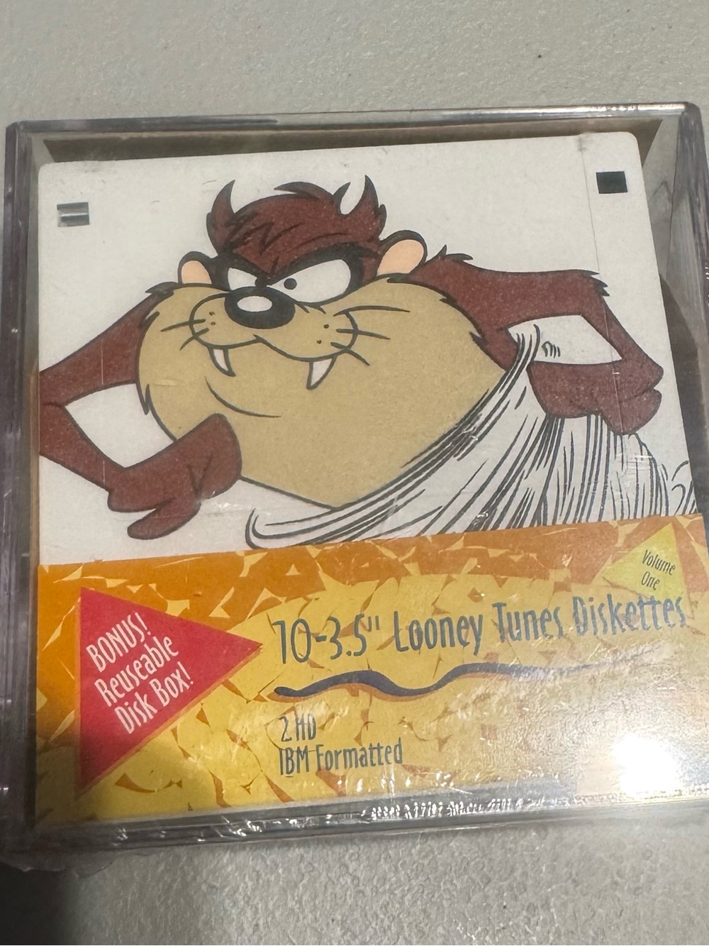 Looney Tunes Taz 10-3.5 Floppy disks Collectible. NWT Sealed in plastic